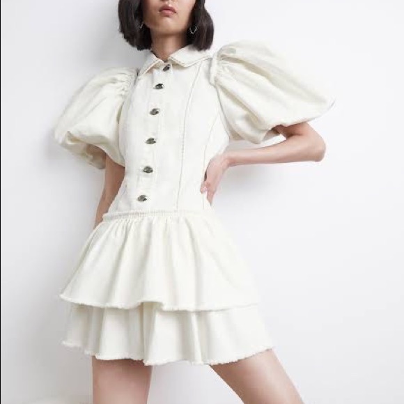 AJE Reclaim Denim Mini Dress Ivory • Size 10 • RRP $395 - Picture 4 of 16